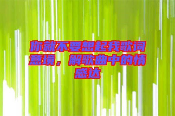 你就不要想起我歌詞意境，解歌曲中的情感達(dá)