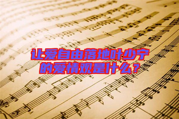 讓愛自由落地葉少寧的愛情觀是什么？