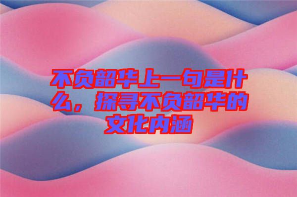 不負韶華上一句是什么，探尋不負韶華的文化內涵
