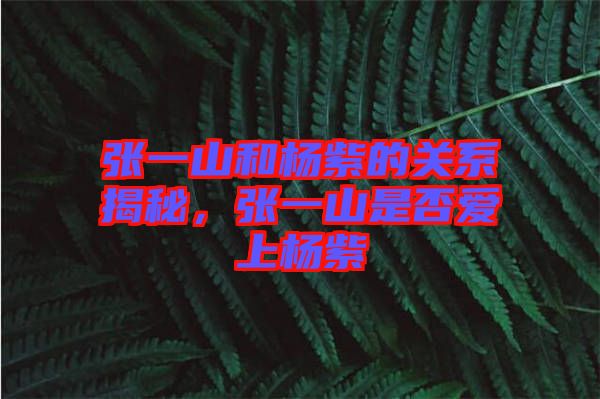 張一山和楊紫的關(guān)系揭秘，張一山是否愛(ài)上楊紫