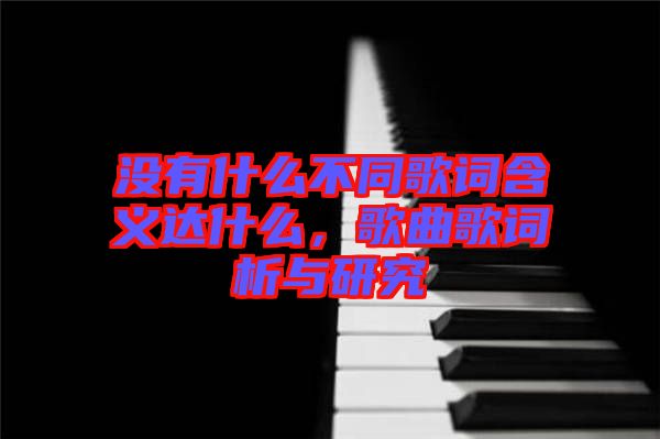 沒有什么不同歌詞含義達什么，歌曲歌詞析與研究