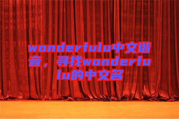 wonderfulu中文諧音，尋找wonderfulu的中文名