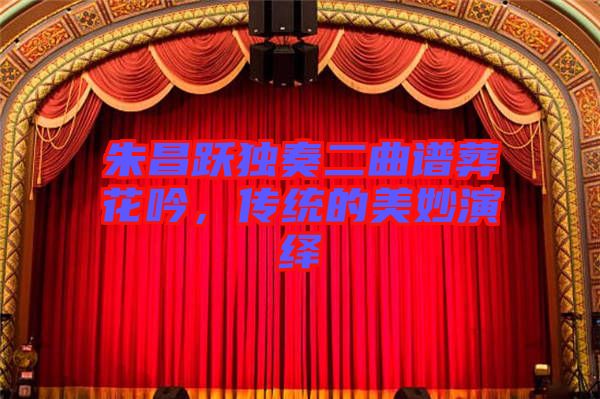 朱昌躍獨(dú)奏二曲譜葬花吟，傳統(tǒng)的美妙演繹