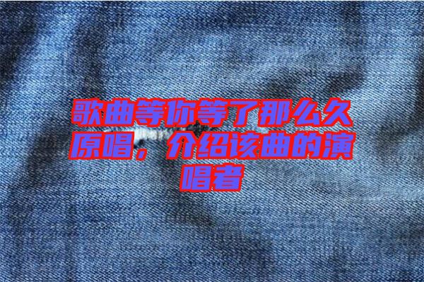 歌曲等你等了那么久原唱，介紹該曲的演唱者