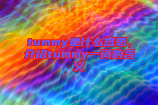 tummy是什么意思，介紹tummy一詞的含義