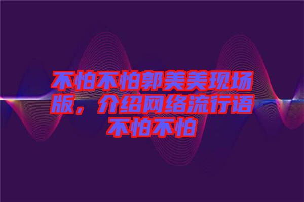 不怕不怕郭美美現(xiàn)場(chǎng)版，介紹網(wǎng)絡(luò)流行語(yǔ)不怕不怕