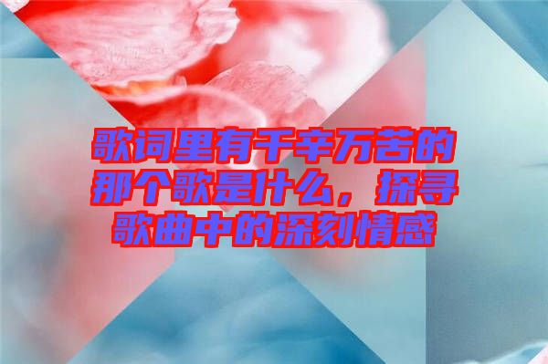 歌詞里有千辛萬(wàn)苦的那個(gè)歌是什么，探尋歌曲中的深刻情感