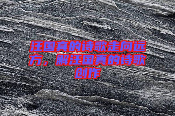 汪國真的詩歌走向遠(yuǎn)方，解汪國真的詩歌創(chuàng)作