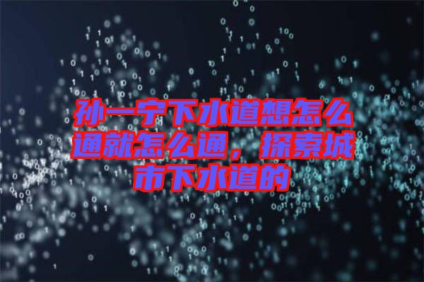 孫一寧下水道想怎么通就怎么通，探索城市下水道的