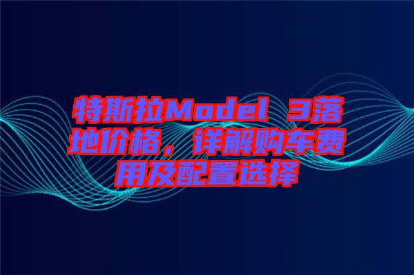 特斯拉Model 3落地價格，詳解購車費用及配置選擇