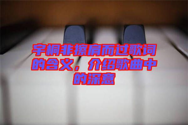 宇桐非擦肩而過(guò)歌詞的含義，介紹歌曲中的深意