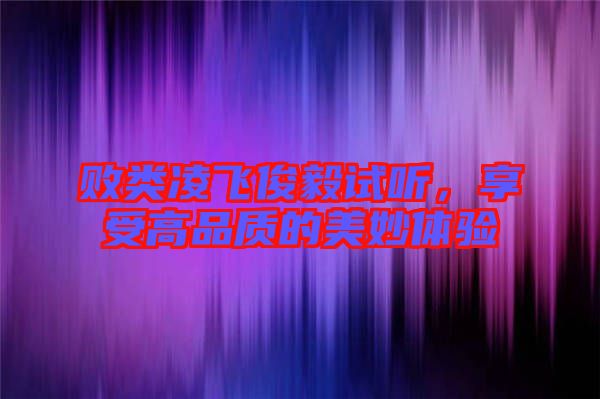 敗類(lèi)凌飛俊毅試聽(tīng)，享受高品質(zhì)的美妙體驗(yàn)