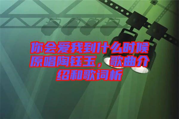 你會(huì)愛(ài)我到什么時(shí)候原唱陶鈺玉，歌曲介紹和歌詞析