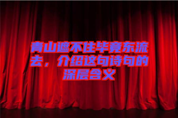 青山遮不住畢竟東流去，介紹這句詩句的深層含義