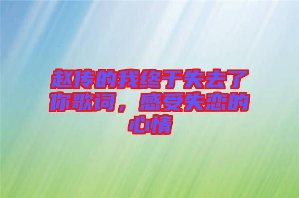 趙傳的我終于失去了你歌詞，感受失戀的心情