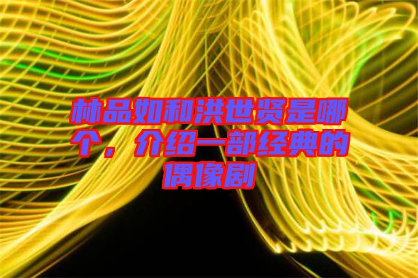 林品如和洪世賢是哪個(gè)，介紹一部經(jīng)典的偶像劇