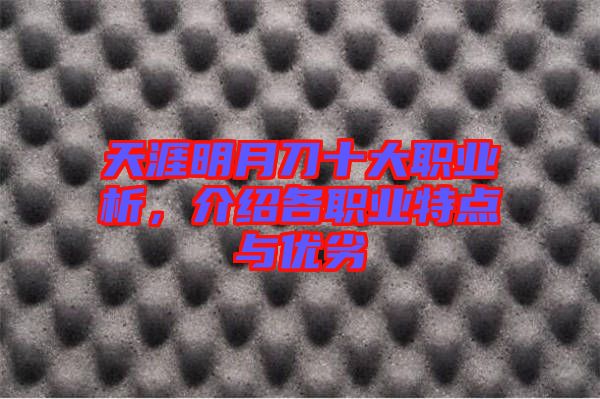 天涯明月刀十大職業(yè)析，介紹各職業(yè)特點(diǎn)與優(yōu)劣