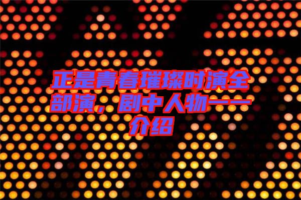 正是青春璀璨時演全部演，劇中人物一一介紹