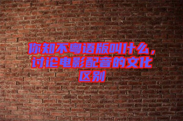 你知不粵語(yǔ)版叫什么，討論電影配音的文化區(qū)別