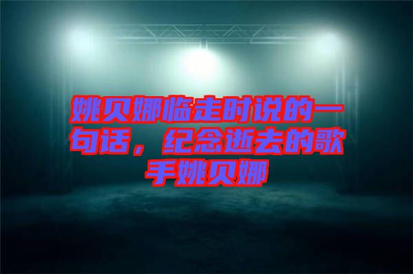 姚貝娜臨走時(shí)說(shuō)的一句話，紀(jì)念逝去的歌手姚貝娜