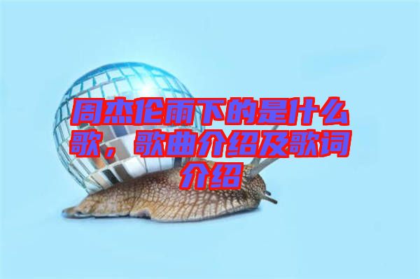 周杰倫雨下的是什么歌，歌曲介紹及歌詞介紹
