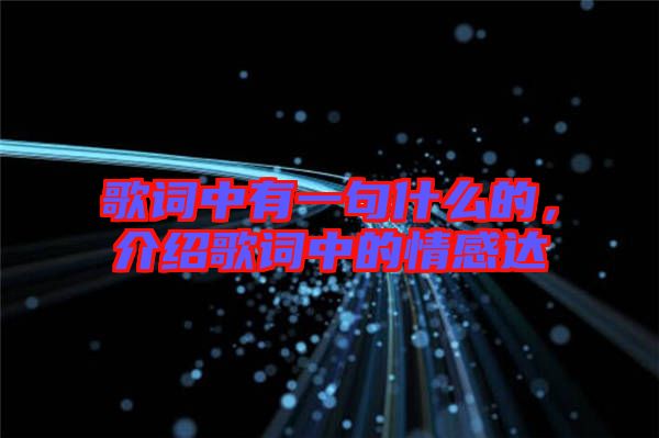 歌詞中有一句什么的，介紹歌詞中的情感達