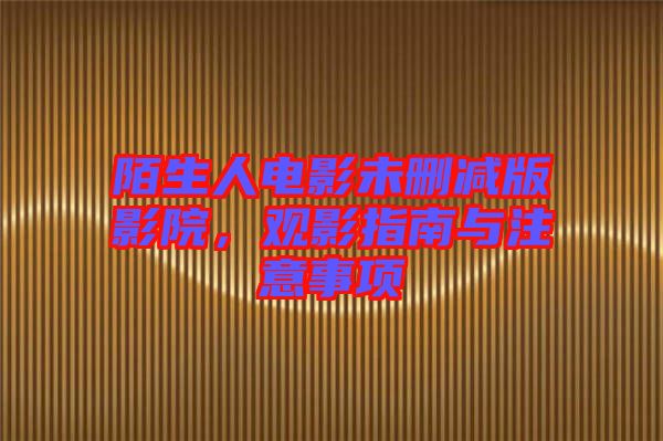 陌生人電影未刪減版影院，觀影指南與注意事項(xiàng)