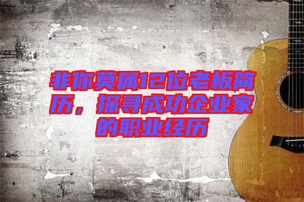 非你莫屬12位老板簡歷，探尋成功企業(yè)家的職業(yè)經(jīng)歷