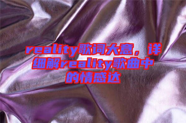 reality歌詞大意，詳細解reality歌曲中的情感達