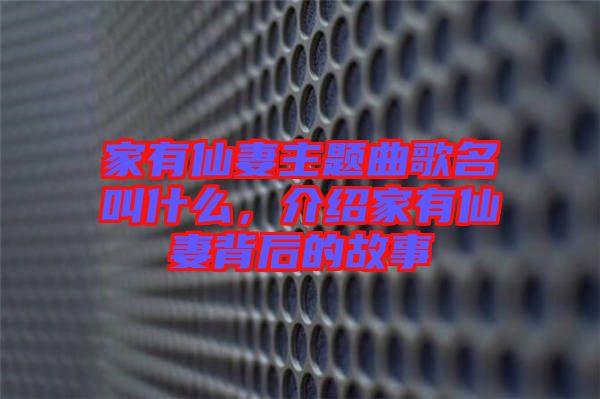 家有仙妻主題曲歌名叫什么，介紹家有仙妻背后的故事
