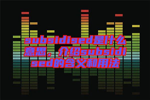 subsidised是什么意思，介紹subsidised的含義和用法