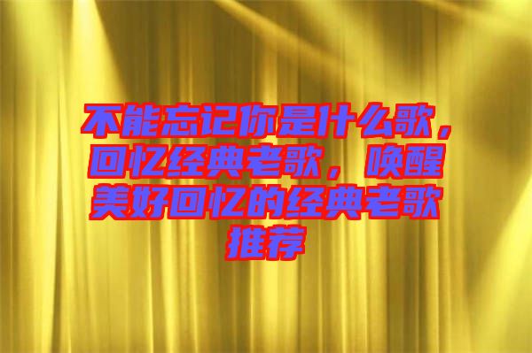 不能忘記你是什么歌，回憶經(jīng)典老歌，喚醒美好回憶的經(jīng)典老歌推薦