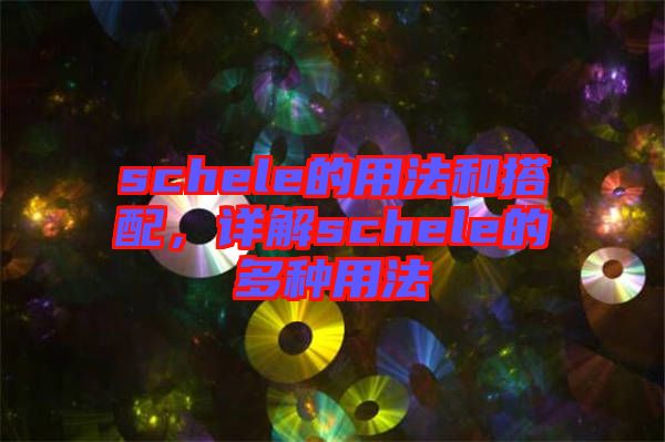 schele的用法和搭配，詳解schele的多種用法
