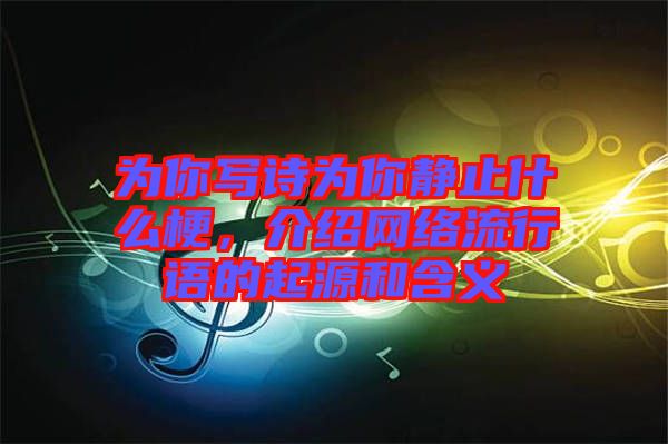 為你寫詩為你靜止什么梗，介紹網(wǎng)絡(luò)流行語的起源和含義