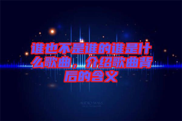 誰(shuí)也不是誰(shuí)的誰(shuí)是什么歌曲，介紹歌曲背后的含義
