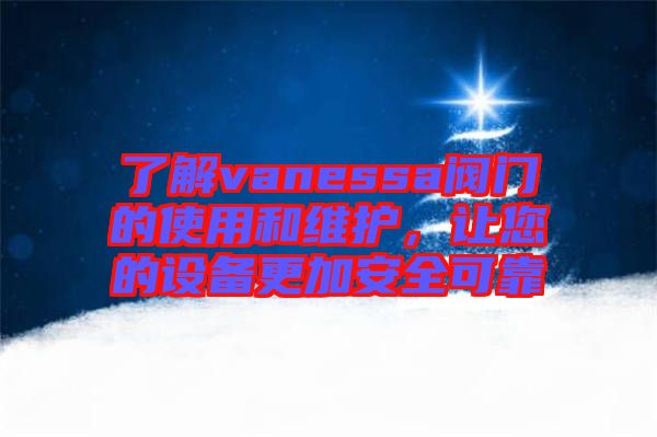 了解vanessa閥門的使用和維護(hù)，讓您的設(shè)備更加安全可靠