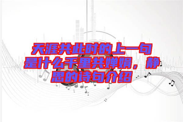 天涯共此時(shí)的上一句是什么千里共嬋娟，靜思的詩(shī)句介紹
