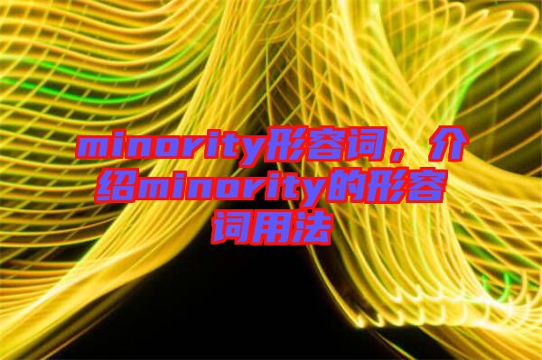 minority形容詞，介紹minority的形容詞用法