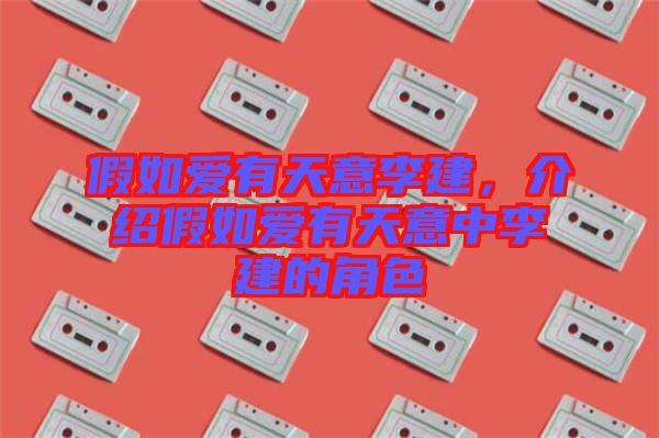 假如愛有天意李建，介紹假如愛有天意中李建的角色
