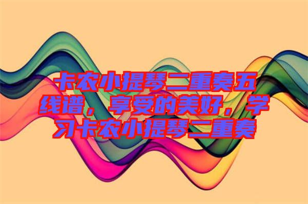 卡農(nóng)小提琴二重奏五線譜，享受的美好，學(xué)習(xí)卡農(nóng)小提琴二重奏