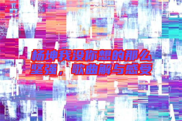 楊坤我沒(méi)你想的那么堅(jiān)強(qiáng)，歌曲解與感受