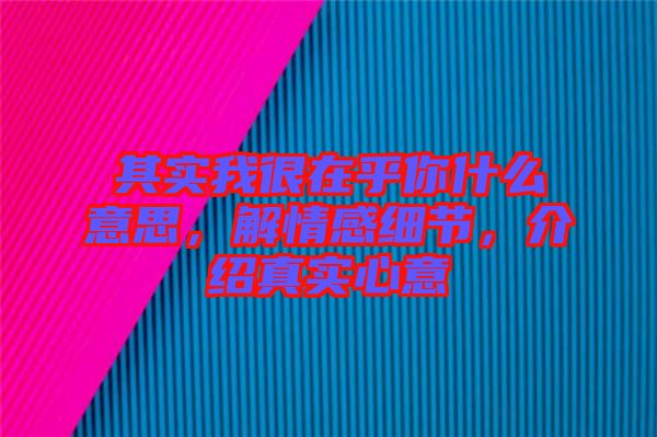 其實我很在乎你什么意思，解情感細節(jié)，介紹真實心意
