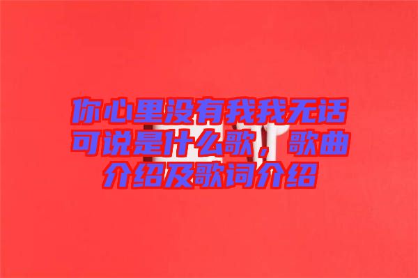 你心里沒有我我無話可說是什么歌，歌曲介紹及歌詞介紹