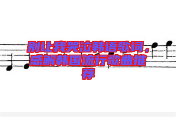 別讓我哭泣韓語歌詞，感解韓國流行歌曲推薦