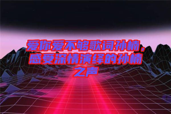 愛你愛不夠歌詞孫楠，感受深情演繹的孫楠之聲