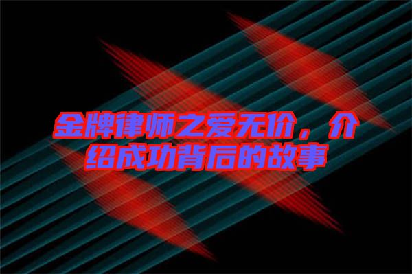 金牌律師之愛無(wú)價(jià)，介紹成功背后的故事