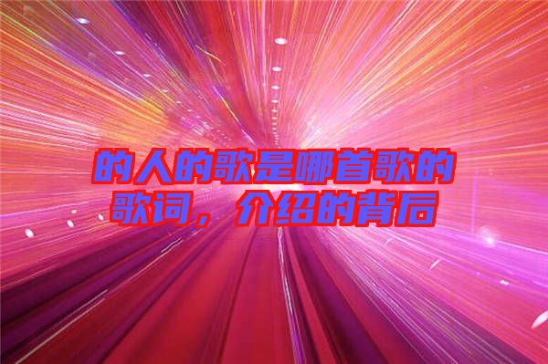 的人的歌是哪首歌的歌詞，介紹的背后