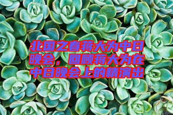 北國之春蔣大為中日晚會，回顧蔣大為在中日晚會上的精演出
