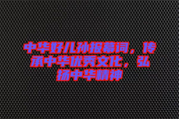 中華好兒孫報幕詞，傳承中華優(yōu)秀文化，弘揚中華精神