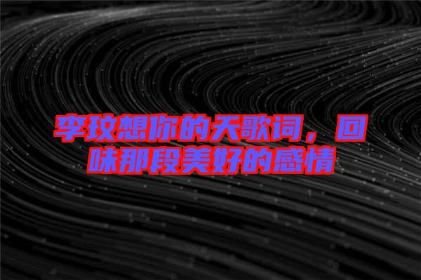 李玟想你的天歌詞，回味那段美好的感情